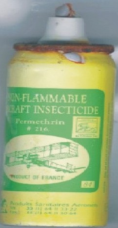 Non-flammable aerosol insecticide can found on North Side beach following a North Easter.  It is used for fumigating commercial aircraft.