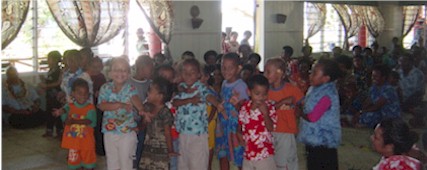 Children dancing to thank us for the Kindergarten