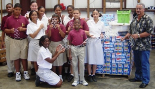 Lighthouse School students and John Gray Recyclers