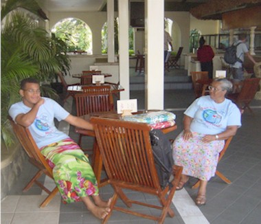Jeremy in sulu with Mrs T at our Nadi hotel